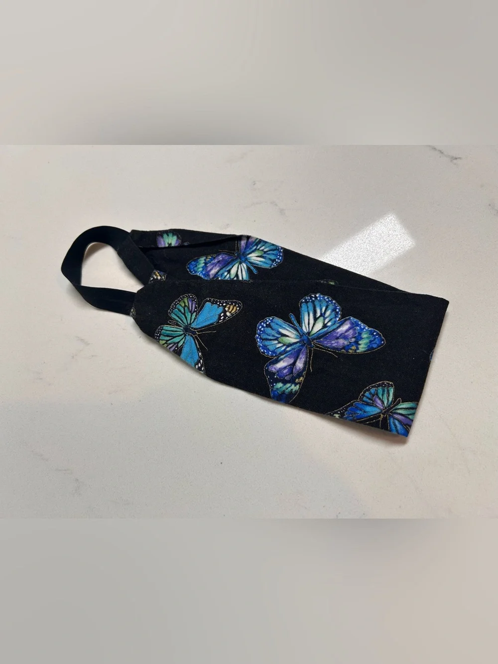 Butterfly Headband Black Blue Print - Picture 3 of 5